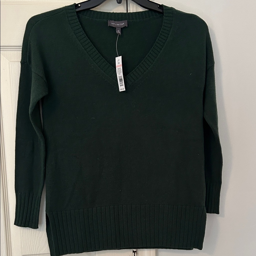 The Limited Dark Green V-Neck Sweater